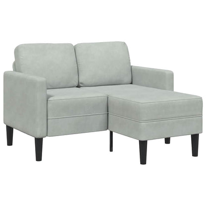 2-Sitzer-Sofa mit Chaiselongue L-Form Hellgrau 125 cm Samt