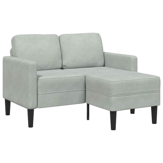 2-Sitzer-Sofa mit Chaiselongue L-Form Hellgrau 125 cm Samt