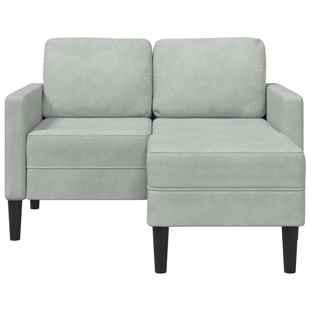 2-Sitzer-Sofa mit Chaiselongue L-Form Hellgrau 125 cm Samt