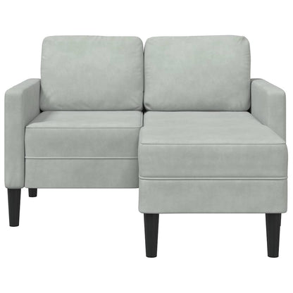 2-Sitzer-Sofa mit Chaiselongue L-Form Hellgrau 125 cm Samt