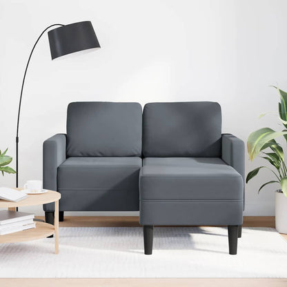 2-Sitzer-Sofa mit Chaiselongue L-Form Dunkelgrau 125 cm Samt