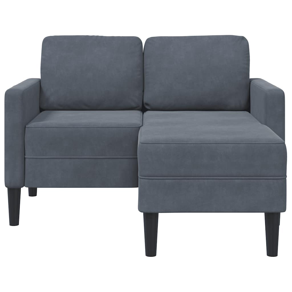 2-Sitzer-Sofa mit Chaiselongue L-Form Dunkelgrau 125 cm Samt