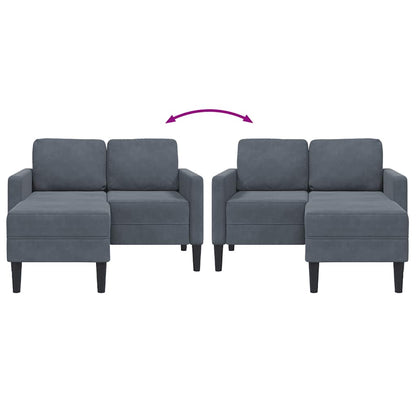 2-Sitzer-Sofa mit Chaiselongue L-Form Dunkelgrau 125 cm Samt