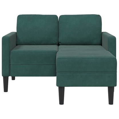 2-Sitzer-Sofa mit Chaiselongue L-Form Dunkelgrün 125 cm Samt