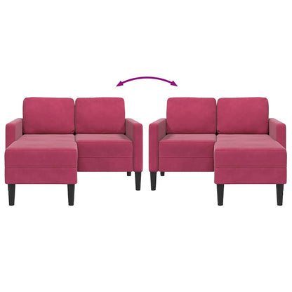2-Sitzer-Sofa mit Chaiselongue L-Form Weinrot 125 cm Samt