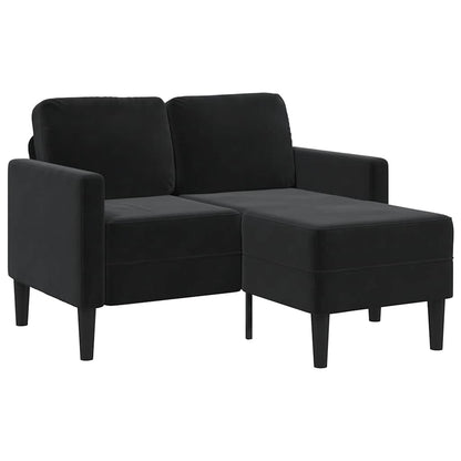 2-Sitzer-Sofa mit Chaiselongue L-Form Schwarz 125 cm Samt