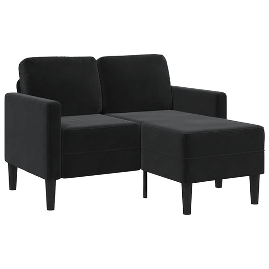 2-Sitzer-Sofa mit Chaiselongue L-Form Schwarz 125 cm Samt