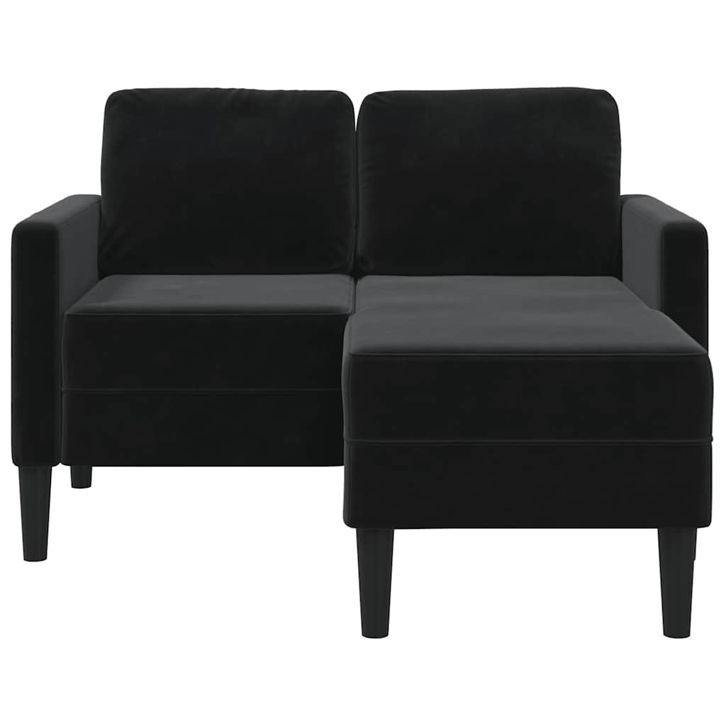 2-Sitzer-Sofa mit Chaiselongue L-Form Schwarz 125 cm Samt