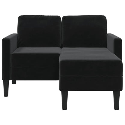 2-Sitzer-Sofa mit Chaiselongue L-Form Schwarz 125 cm Samt