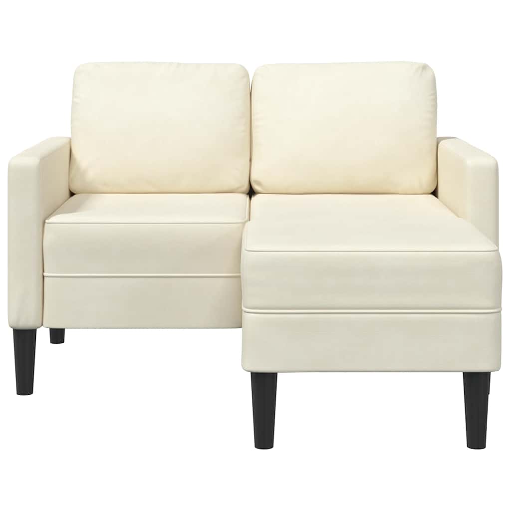 2-Sitzer-Sofa mit Chaiselongue L-Form Creme 125 cm Samt