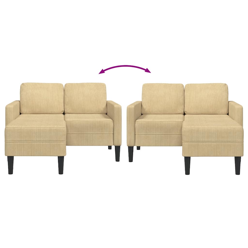 2-personers sofa med chaiselong L-form lysegrøn 125 cm hør