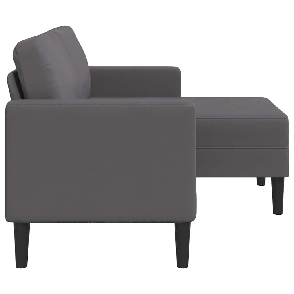 2-Sitzer-Sofa mit Chaiselongue L-Form Grau 125 cm Kunstleder