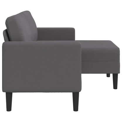 2-Sitzer-Sofa mit Chaiselongue L-Form Grau 125 cm Kunstleder