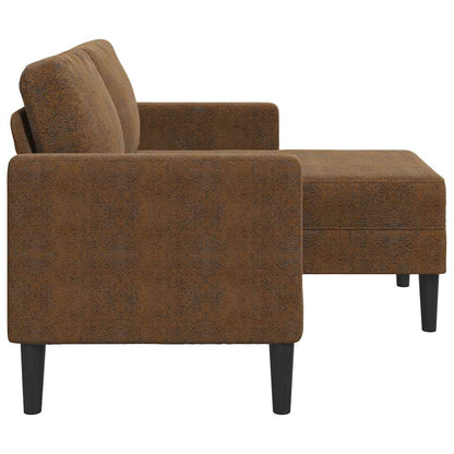 2-Sitzer-Sofa mit Chaiselongue L-Form Braun 125 cm Kunstleder