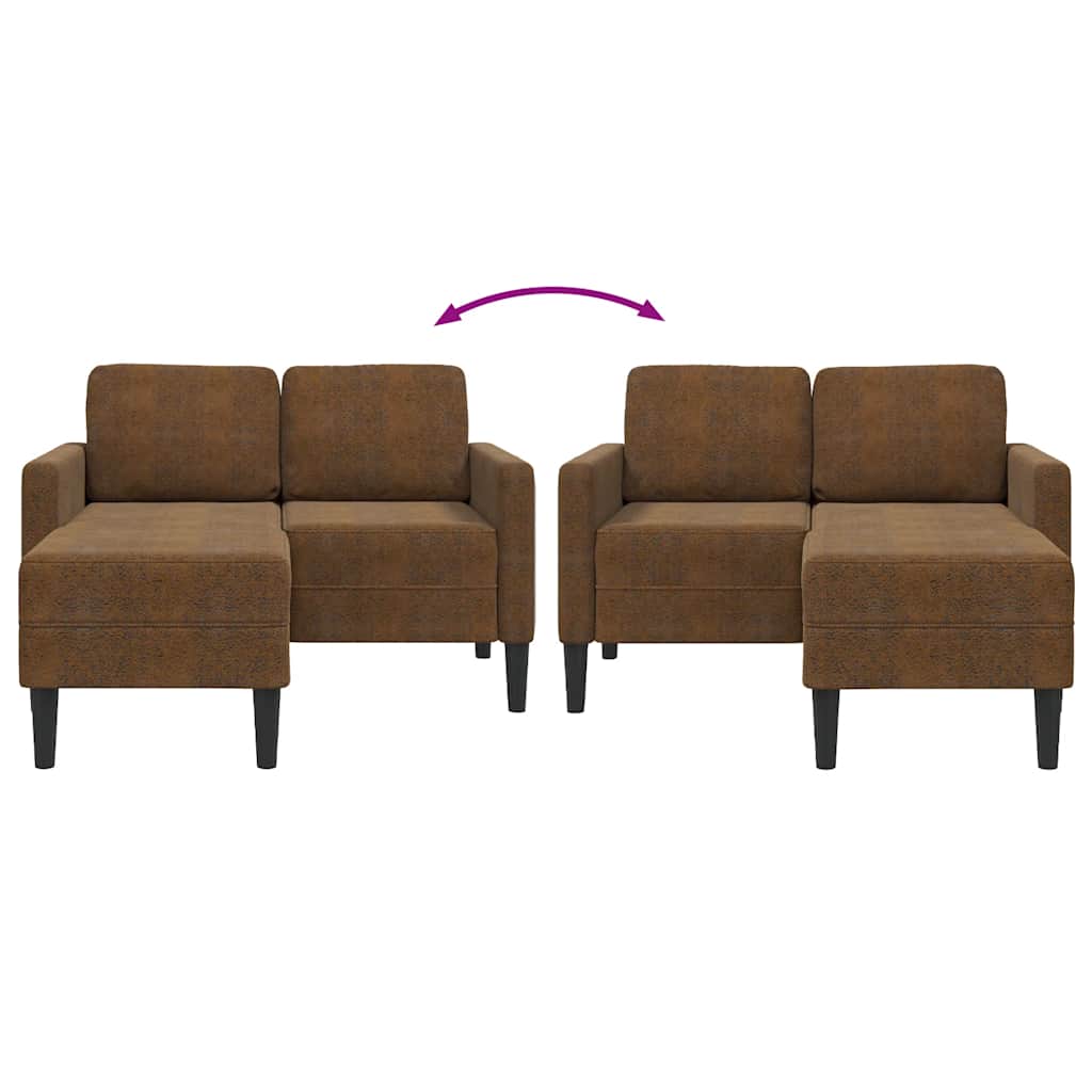 2-Sitzer-Sofa mit Chaiselongue L-Form Braun 125 cm Kunstleder