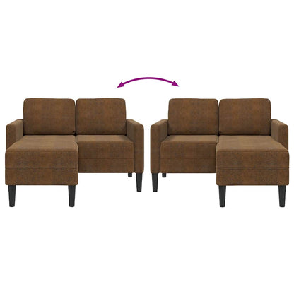 2-Sitzer-Sofa mit Chaiselongue L-Form Braun 125 cm Kunstleder