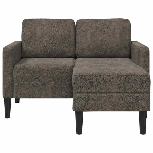 2er-Sofa mit Chaiselongue L-Form Dunkelgrau 125 cm Kunstleder