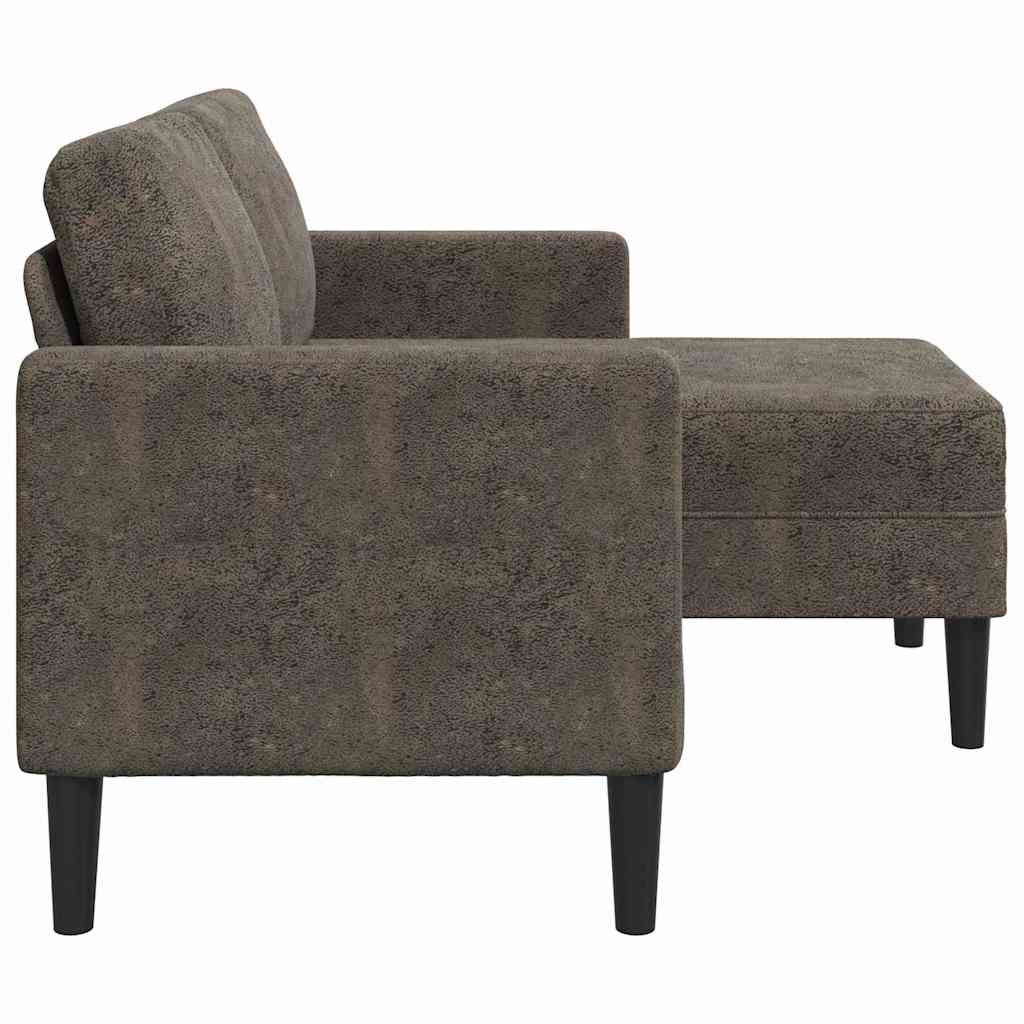 2er-Sofa mit Chaiselongue L-Form Dunkelgrau 125 cm Kunstleder