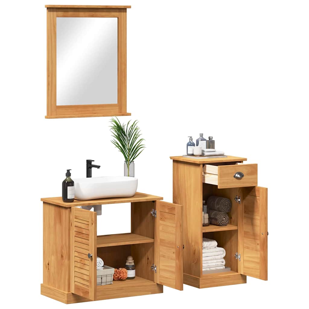 Badezimmermöbel Set mit Schubladen 3 pcs Braun 37 x 34 x 80 cm