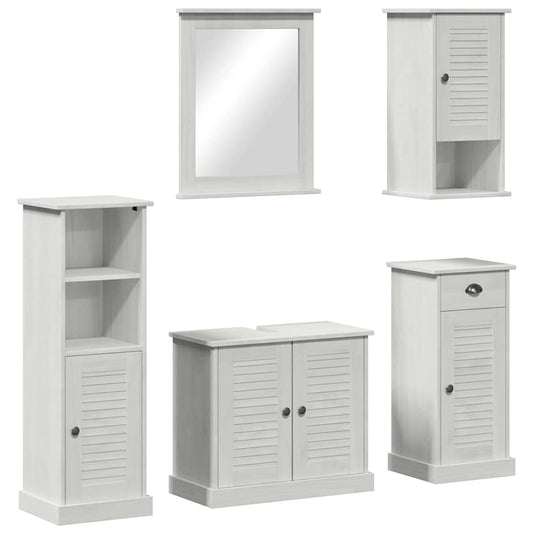 Badezimmermöbel Set mit Regal 5 pcs Antik Weiß 37 x 34 x 110 cm