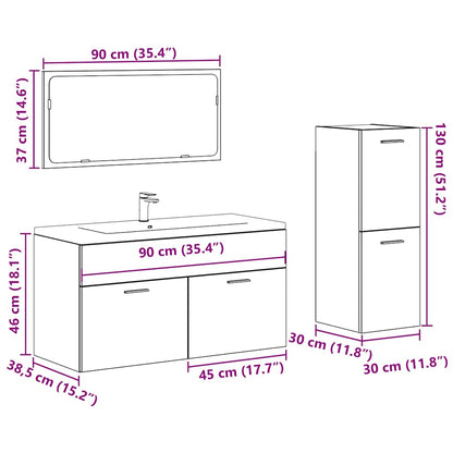 4-tlg. Badmöbel-Set Altholz-Optik Holzwerkstoff
