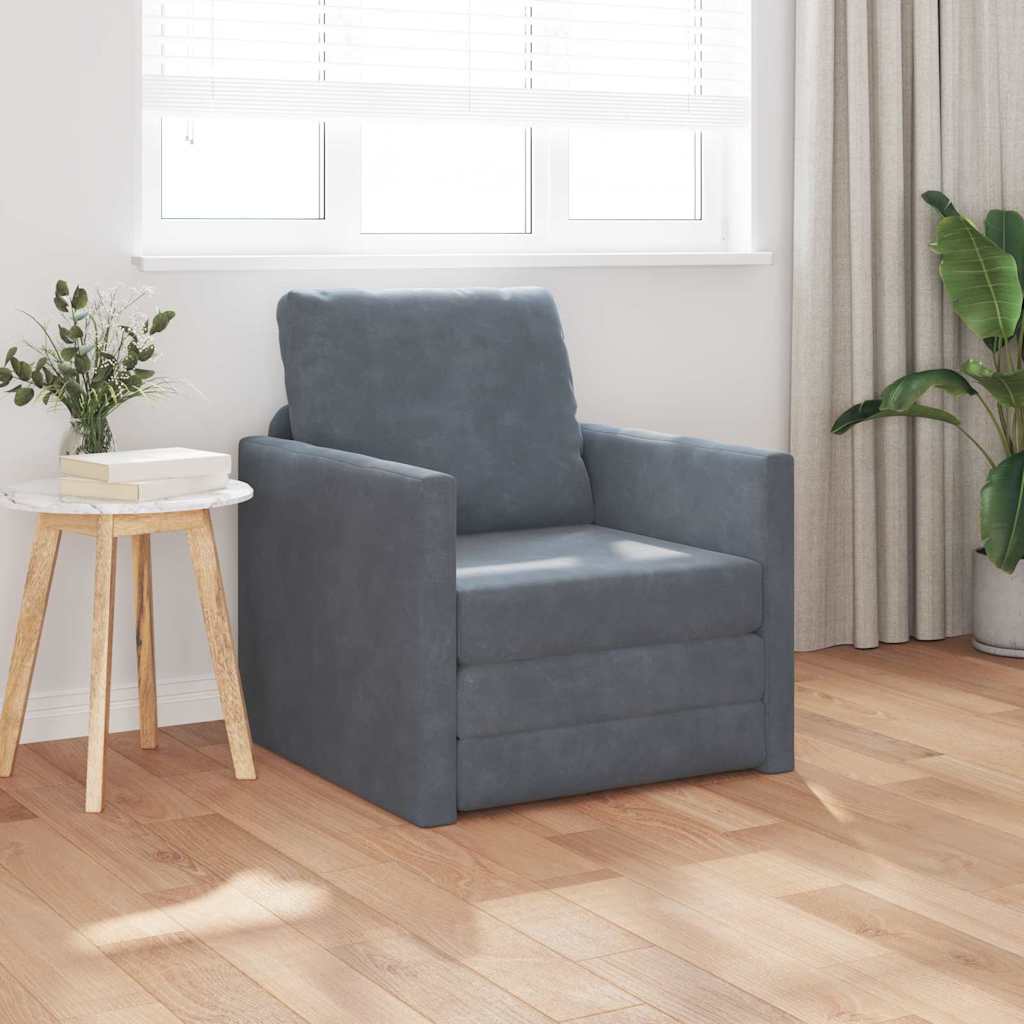 Fußsofa-Bett mit Kissen Dunkelgrau 74 x 77 x 81 cm Samt