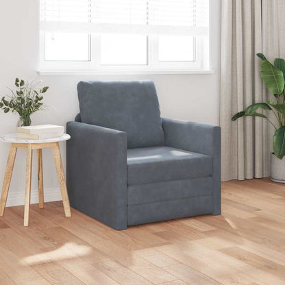Fußsofa-Bett mit Kissen Dunkelgrau 74 x 77 x 81 cm Samt