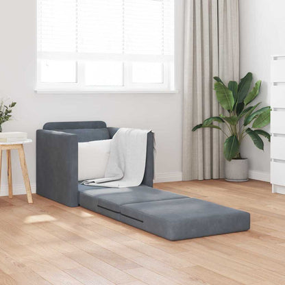Fußsofa-Bett mit Kissen Dunkelgrau 74 x 77 x 81 cm Samt