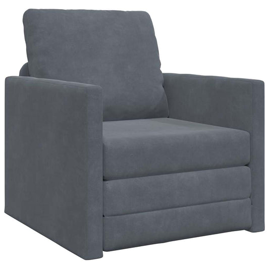 Fußsofa-Bett mit Kissen Dunkelgrau 74 x 77 x 81 cm Samt