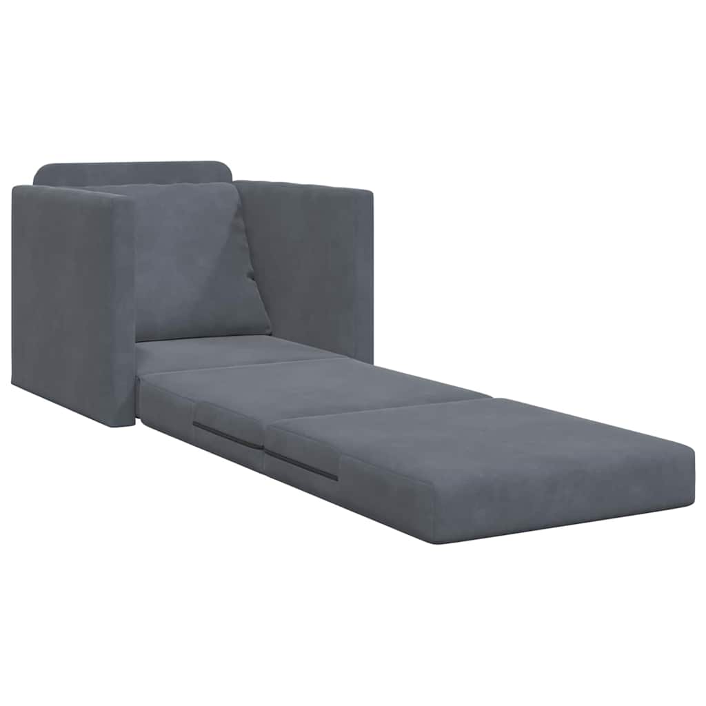 Fußsofa-Bett mit Kissen Dunkelgrau 74 x 77 x 81 cm Samt