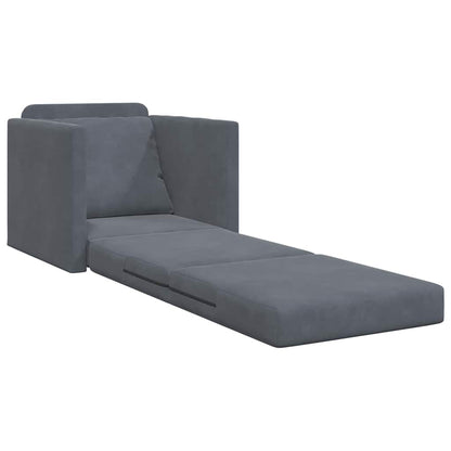 Fußsofa-Bett mit Kissen Dunkelgrau 74 x 77 x 81 cm Samt