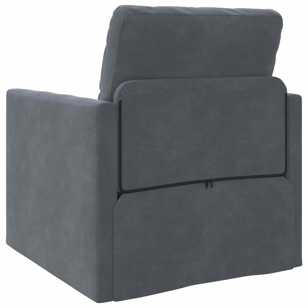Fußsofa-Bett mit Kissen Dunkelgrau 74 x 77 x 81 cm Samt