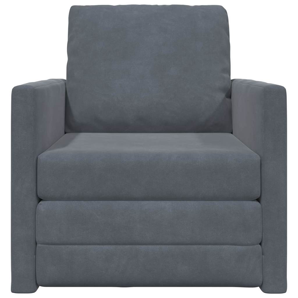 Fußsofa-Bett mit Kissen Dunkelgrau 74 x 77 x 81 cm Samt
