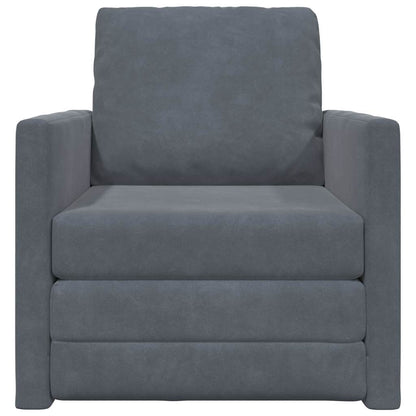 Fußsofa-Bett mit Kissen Dunkelgrau 74 x 77 x 81 cm Samt