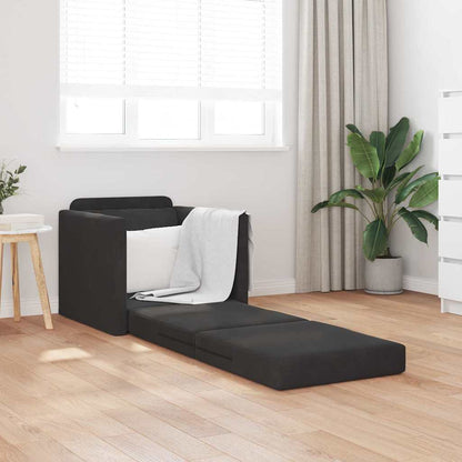 Fußsofa-Bett mit Kissen Schwarz 74 x 77 x 81 cm Samt
