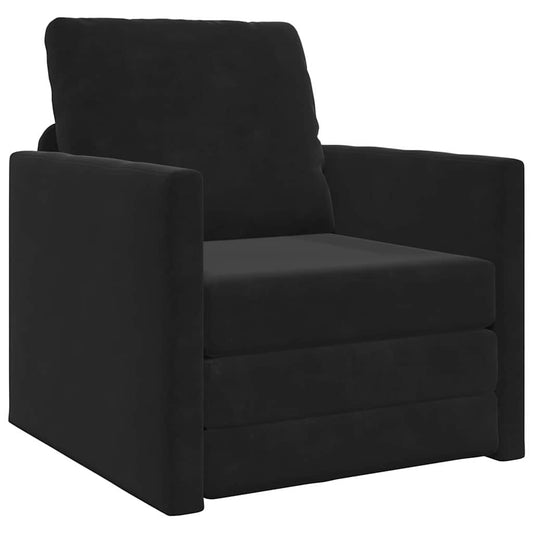 Fußsofa-Bett mit Kissen Schwarz 74 x 77 x 81 cm Samt