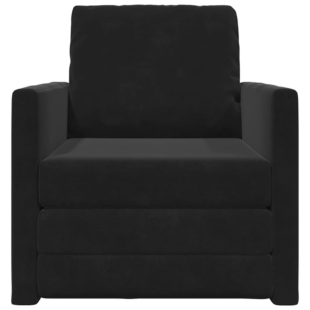 Fußsofa-Bett mit Kissen Schwarz 74 x 77 x 81 cm Samt