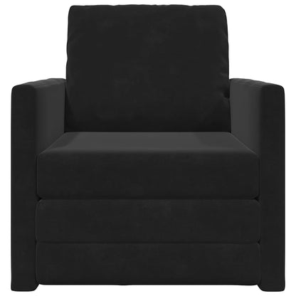 Fußsofa-Bett mit Kissen Schwarz 74 x 77 x 81 cm Samt