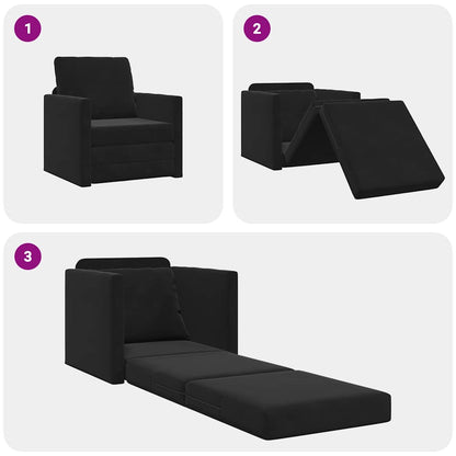 Fußsofa-Bett mit Kissen Schwarz 74 x 77 x 81 cm Samt