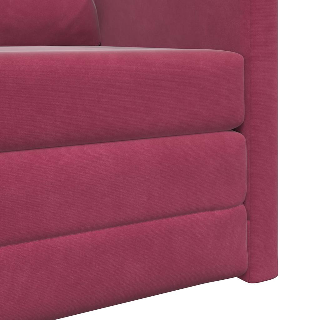 Fußsofa-Bett mit Kissen Weinrot 74 x 77 x 81 cm Samt