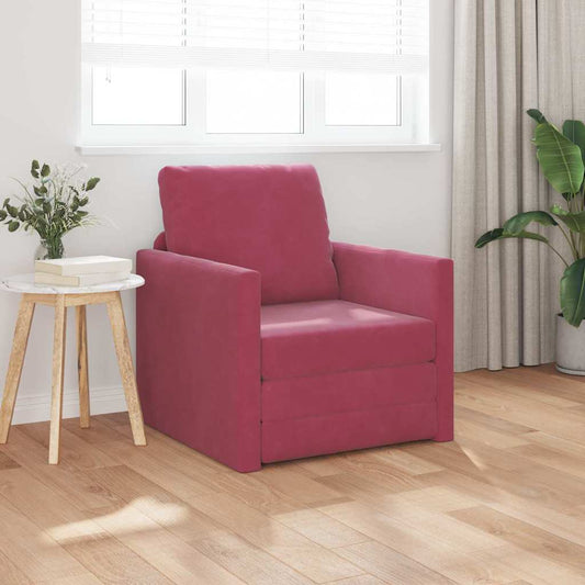 Fußsofa-Bett mit Kissen Weinrot 74 x 77 x 81 cm Samt
