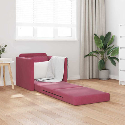 Fußsofa-Bett mit Kissen Weinrot 74 x 77 x 81 cm Samt