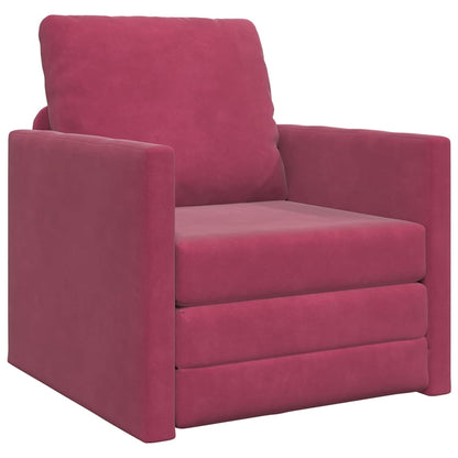 Fußsofa-Bett mit Kissen Weinrot 74 x 77 x 81 cm Samt