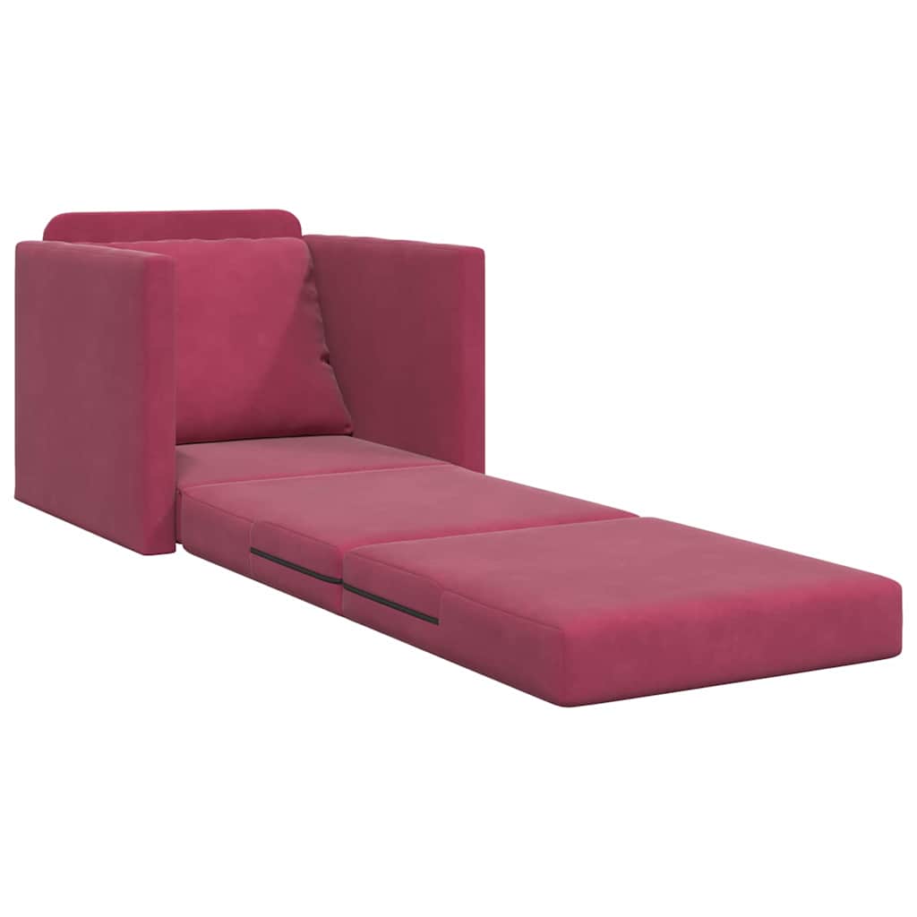 Fußsofa-Bett mit Kissen Weinrot 74 x 77 x 81 cm Samt