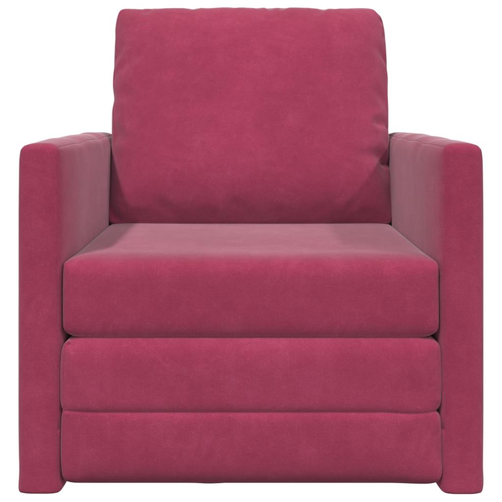 Fußsofa-Bett mit Kissen Weinrot 74 x 77 x 81 cm Samt
