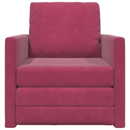 Fußsofa-Bett mit Kissen Weinrot 74 x 77 x 81 cm Samt