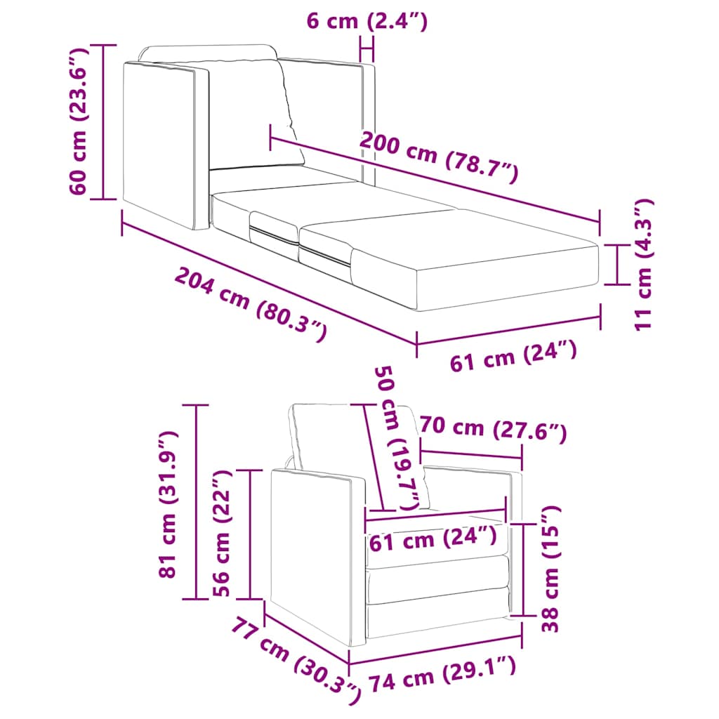 Fußsofa-Bett mit Kissen Weinrot 74 x 77 x 81 cm Samt