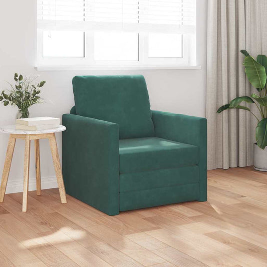 Fußsofa-Bett mit Kissen Dunkelgrün 74 x 77 x 81 cm Samt