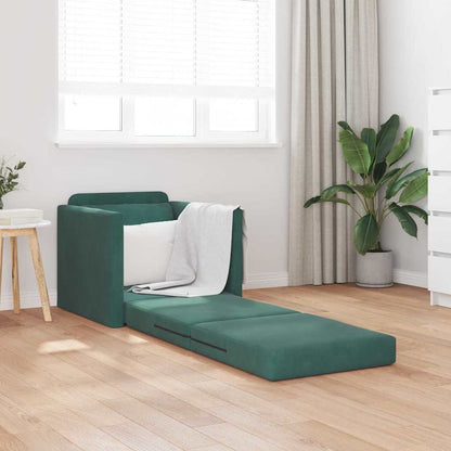 Fußsofa-Bett mit Kissen Dunkelgrün 74 x 77 x 81 cm Samt
