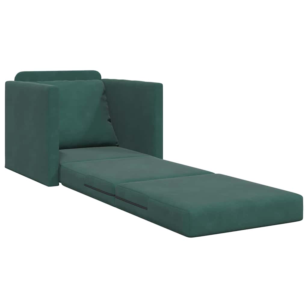 Fußsofa-Bett mit Kissen Dunkelgrün 74 x 77 x 81 cm Samt